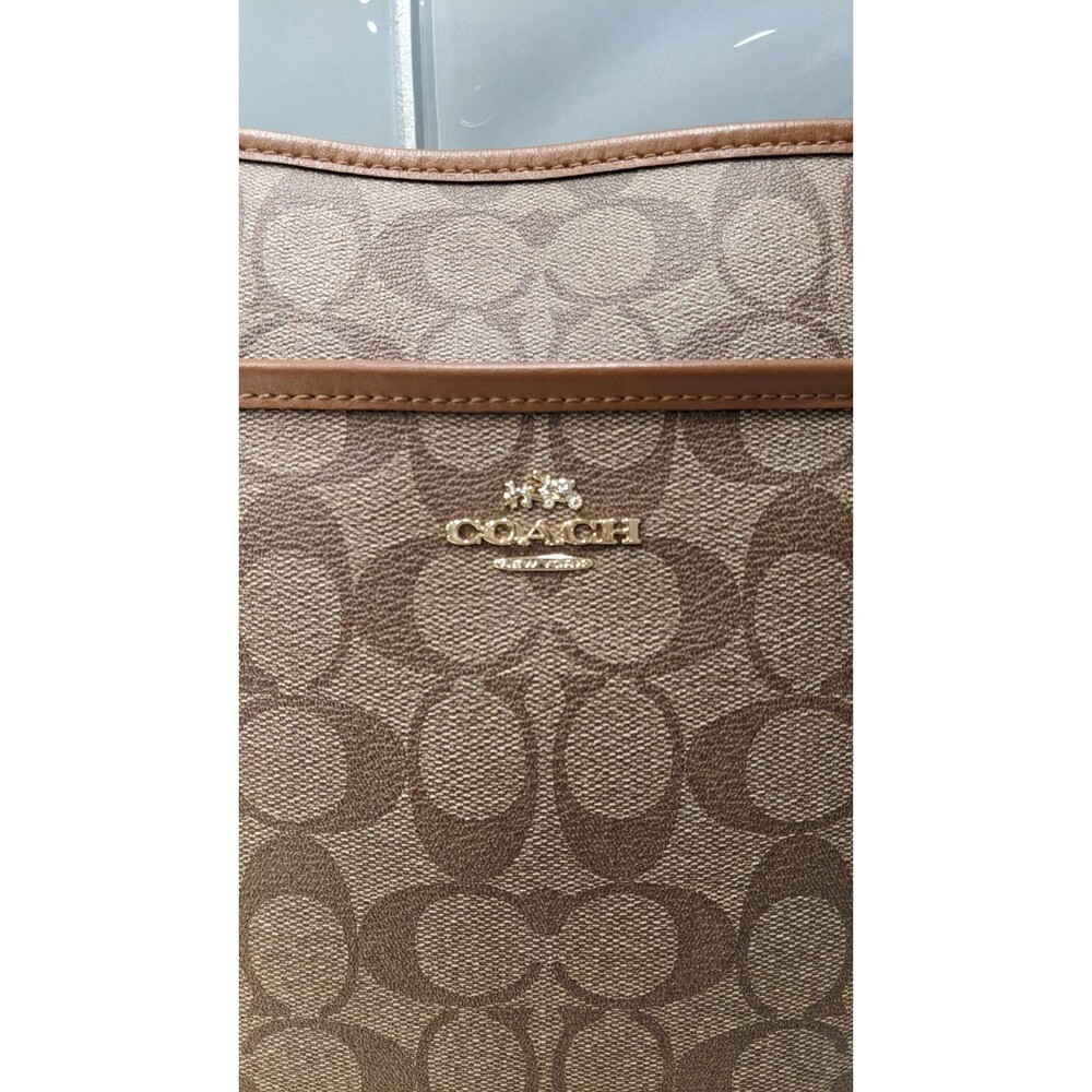 COACH #F58297 Signature File Crossbody Zip Top Handbag Khaki/Saddle WORN ONCE!!! - Picture 11 of 16